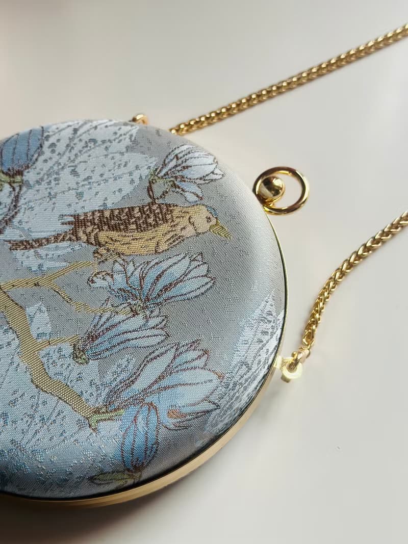 粉藍枝頭鳥小圓包 - 可手拿/斜揹/ 婚禮姊妹禮物