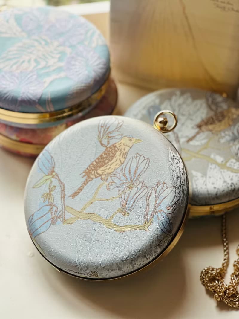 粉藍枝頭鳥小圓包 - 可手拿/斜揹/ 婚禮姊妹禮物