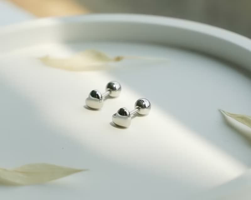 砰砰愛心耳環 抗過敏醫療鋼 轉珠耳環 可佩戴洗澡
