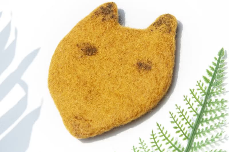 聖誕交換禮物 羊毛氈杯墊 萌動物吸水杯墊-動物園刺繡狐狸 毛孩子