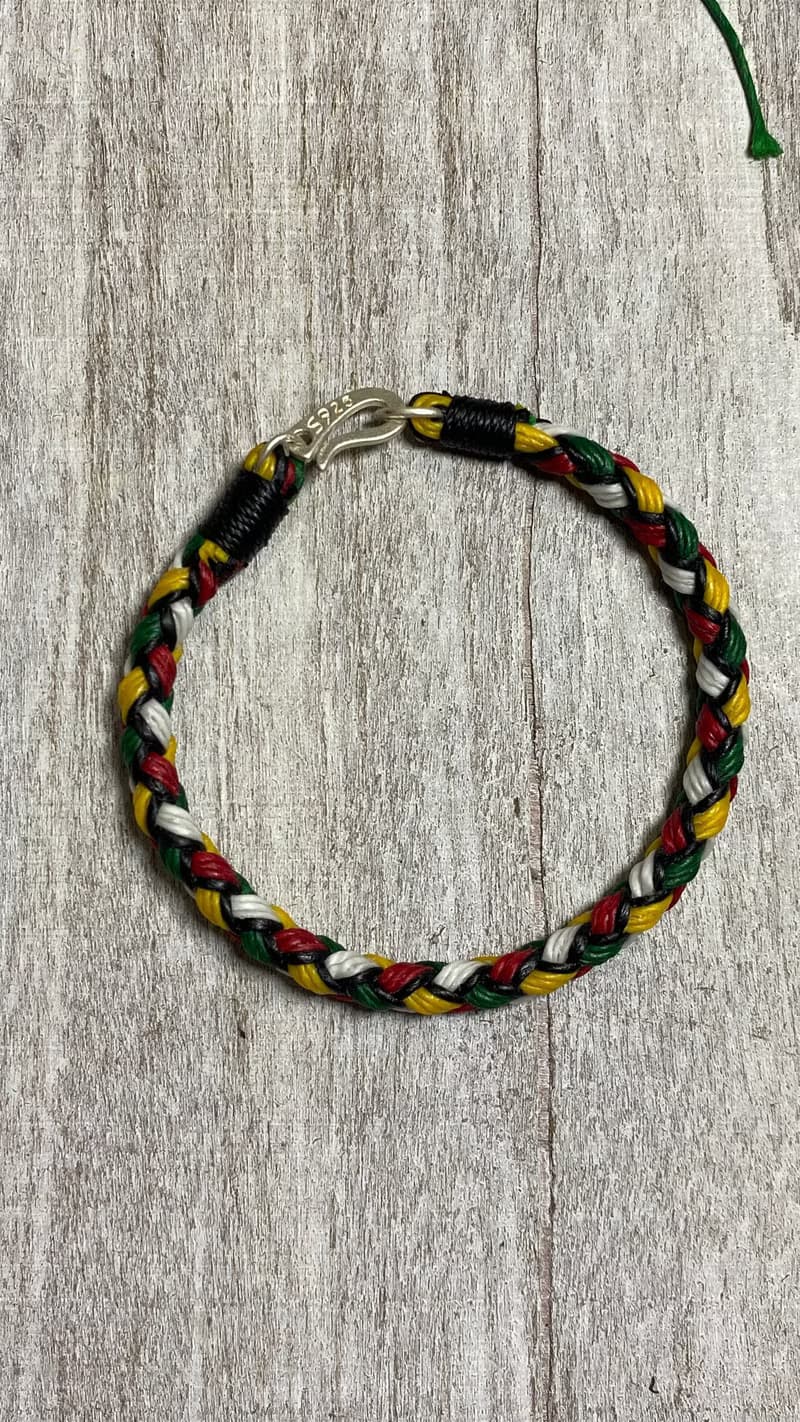 個性版本 五色編織蠟線手鍊 綠紅黃白黑