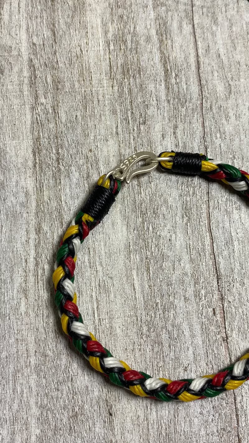 個性版本 五色編織蠟線手鍊 綠紅黃白黑