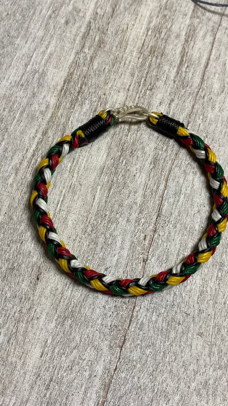 個性版本 五色編織蠟線手鍊 綠紅黃白黑