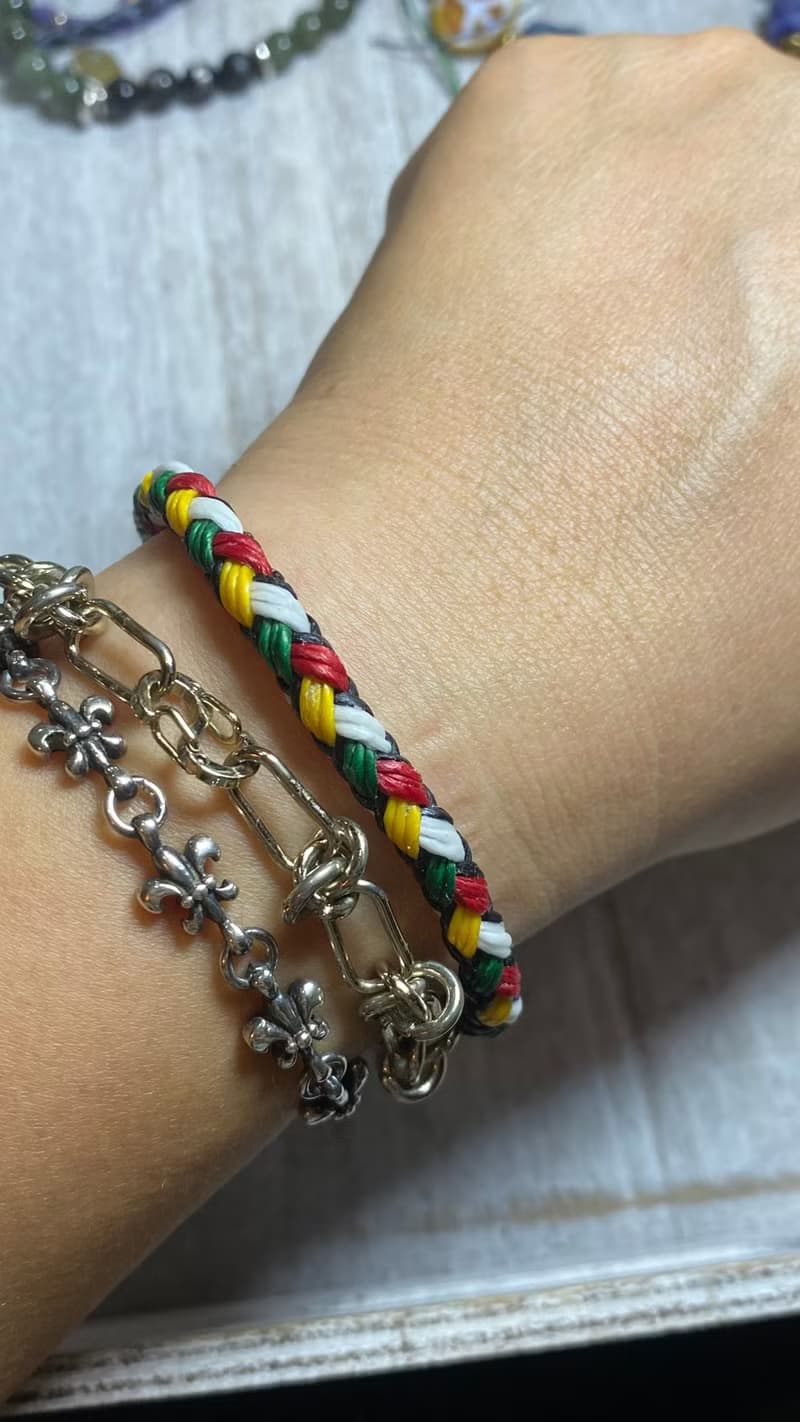 個性版本 五色編織蠟線手鍊 綠紅黃白黑