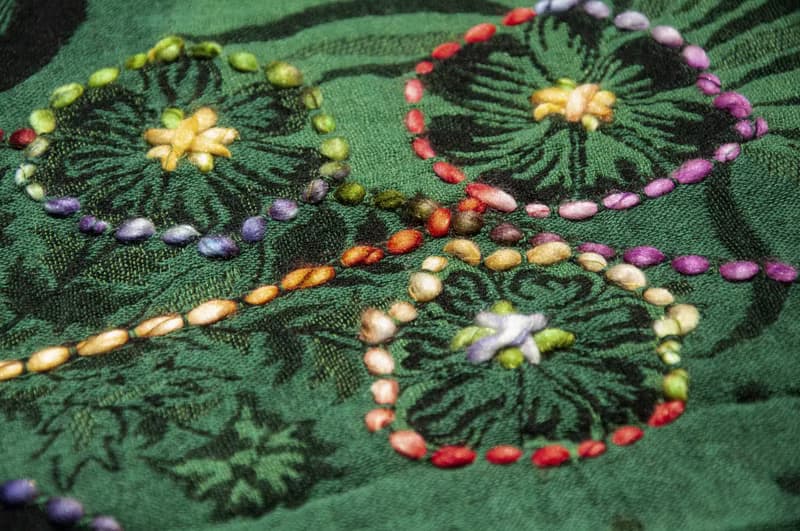 喀什米爾Cashmere/水煮羊毛披肩/針織圍巾/刺繡圍巾/羊絨披巾-花