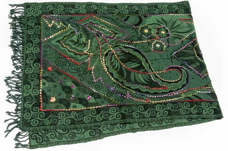 喀什米爾Cashmere/水煮羊毛披肩/針織圍巾/刺繡圍巾/羊絨披巾-花