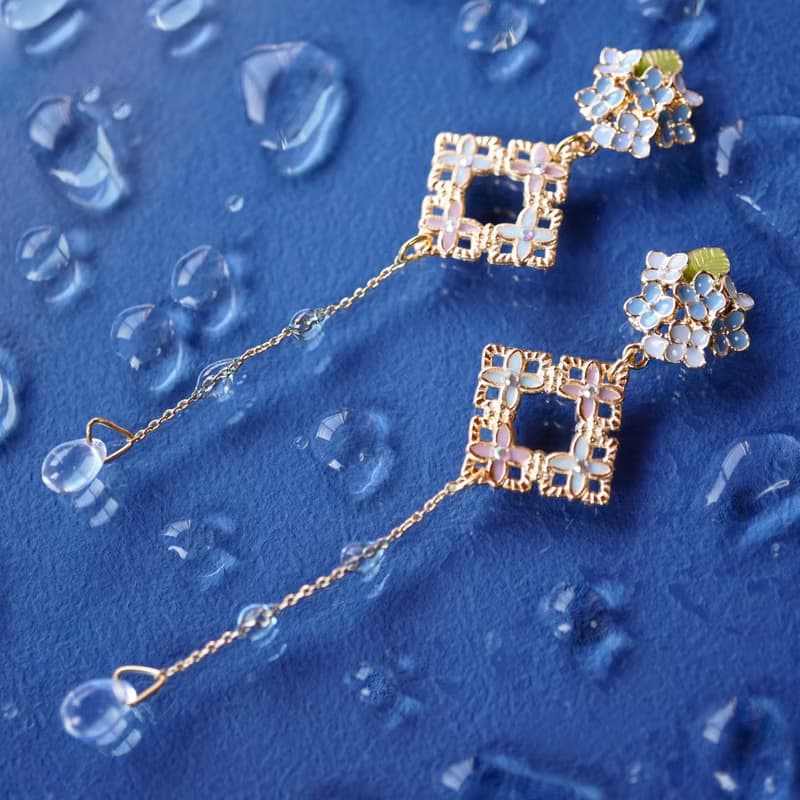 紫陽花としずくのピアス/イヤリング