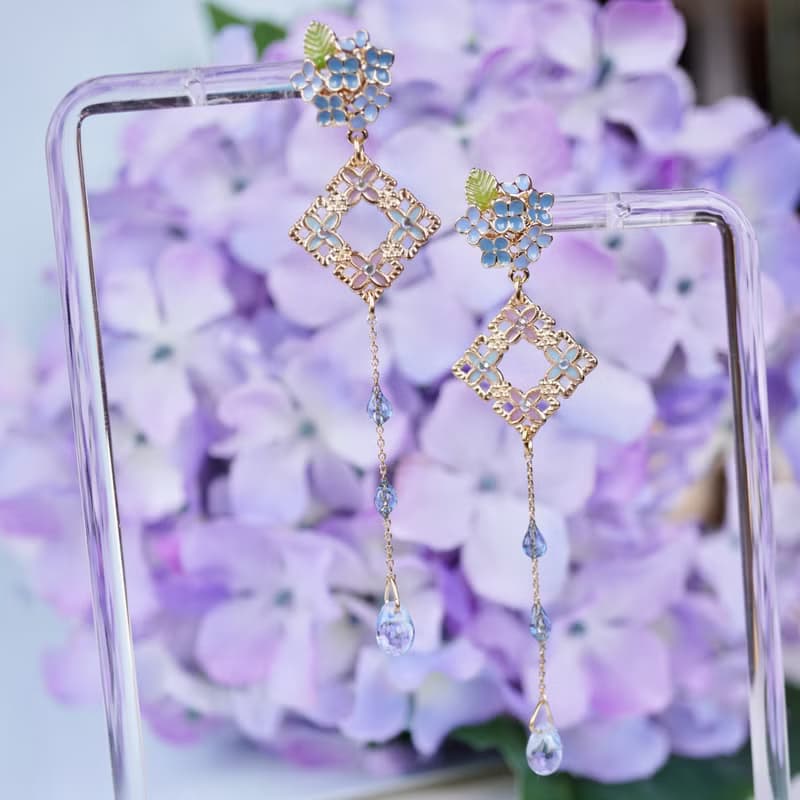 紫陽花としずくのピアス/イヤリング
