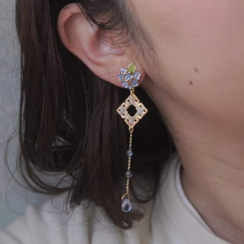 紫陽花としずくのピアス/イヤリング