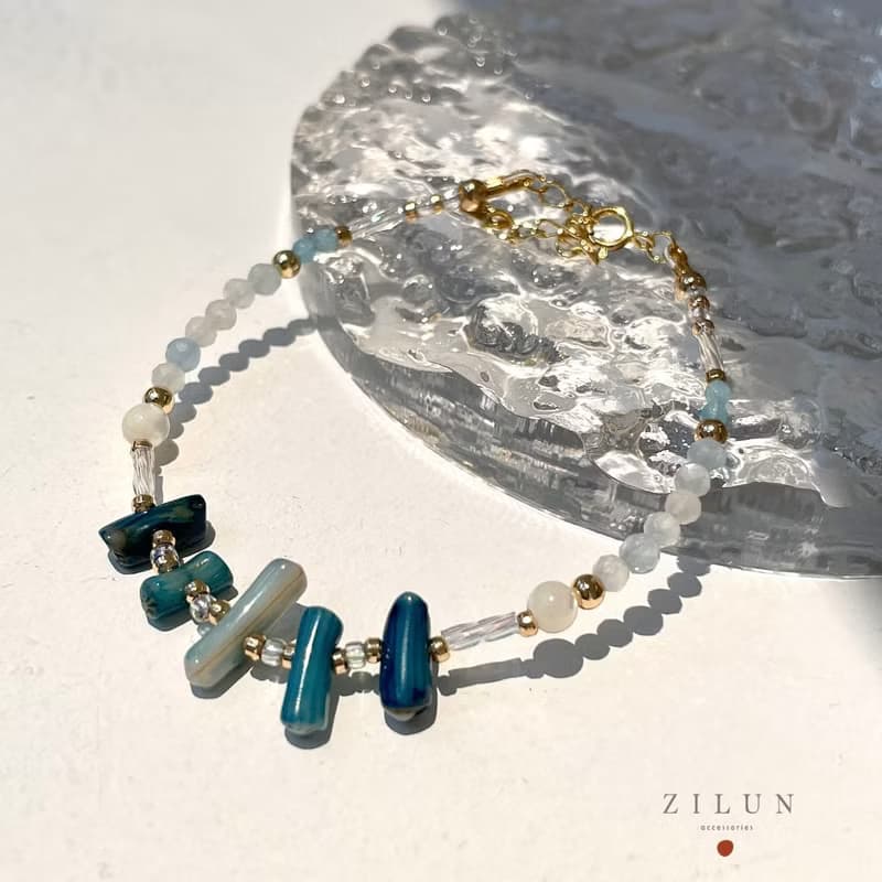 │輕奢│海藍寶物語 • 天然石 • 寶石手鍊 • 14K注金 • 包金