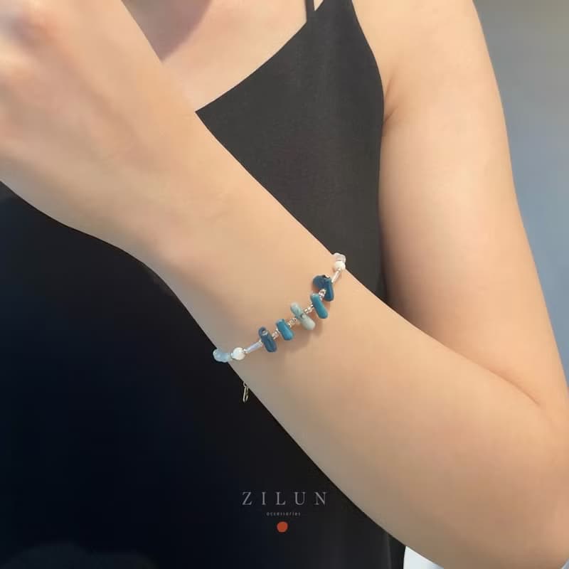 │輕奢│海藍寶物語 • 天然石 • 寶石手鍊 • 14K注金 • 包金