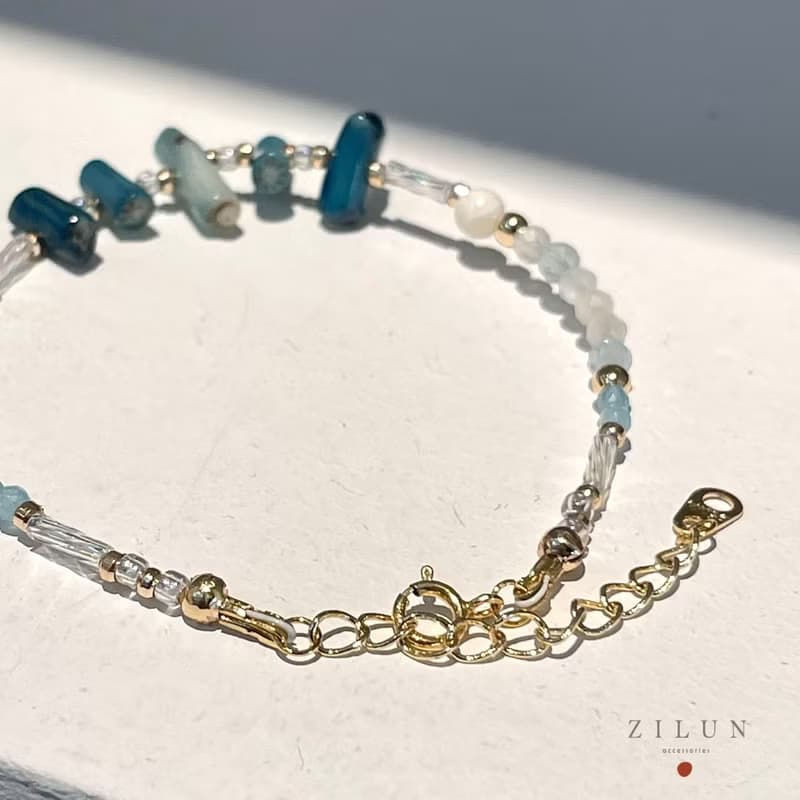 │輕奢│海藍寶物語 • 天然石 • 寶石手鍊 • 14K注金 • 包金