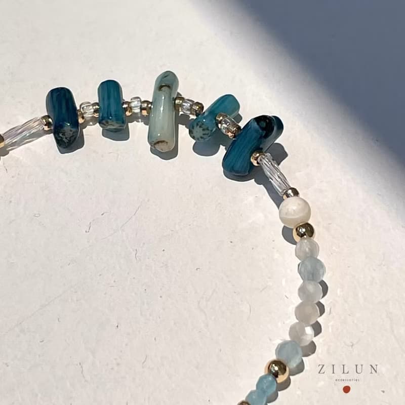 │輕奢│海藍寶物語 • 天然石 • 寶石手鍊 • 14K注金 • 包金