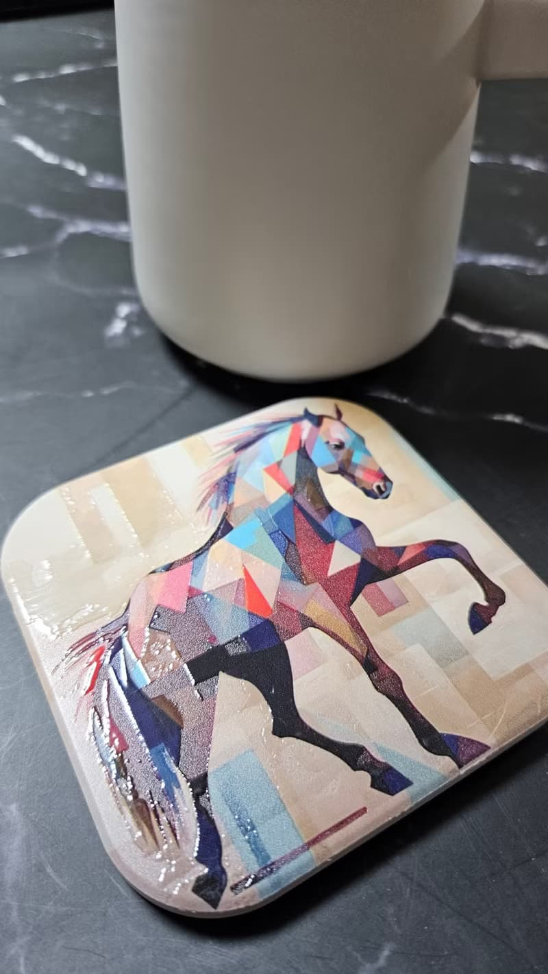方塊馬 遠-晶雕吸水陶瓷杯墊