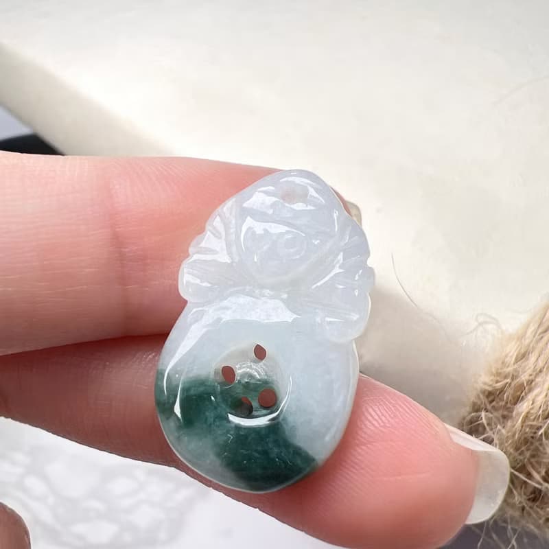 飄藍花翡翠福在眼前項鍊 | 天然緬甸玉A貨翡翠 | 送禮