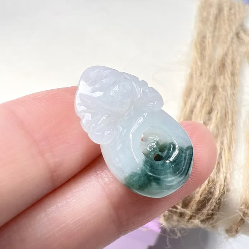 飄藍花翡翠福在眼前項鍊 | 天然緬甸玉A貨翡翠 | 送禮
