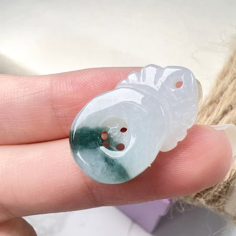 飄藍花翡翠福在眼前項鍊 | 天然緬甸玉A貨翡翠 | 送禮