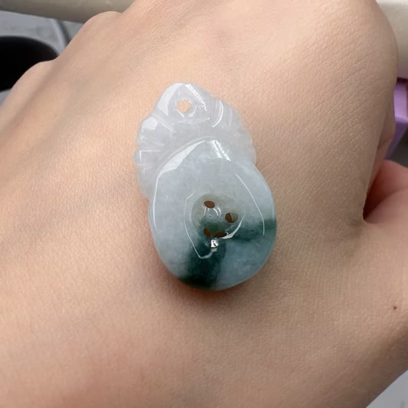 飄藍花翡翠福在眼前項鍊 | 天然緬甸玉A貨翡翠 | 送禮