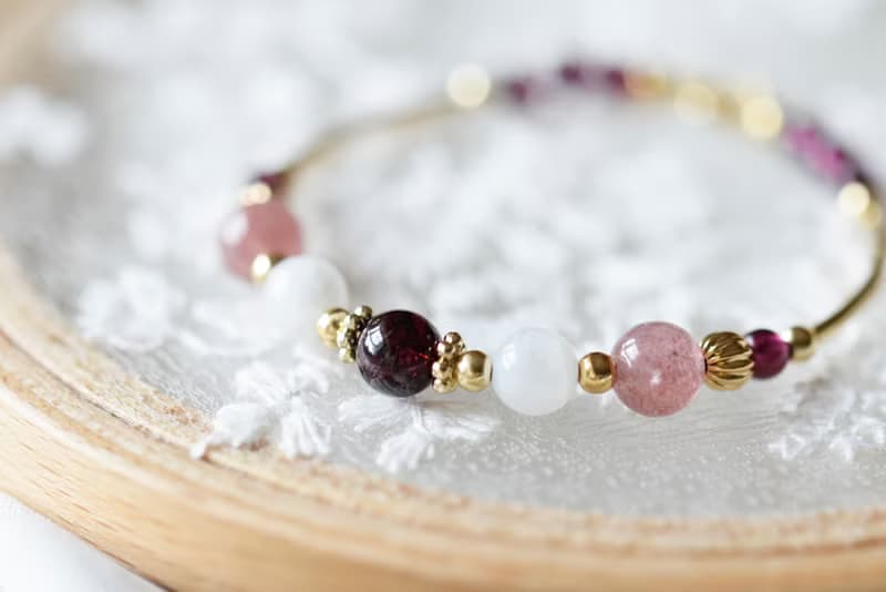 烈愛。石榴石 草莓晶 紫烏牙 14K包金 水晶/天然石 手鍊手鐲