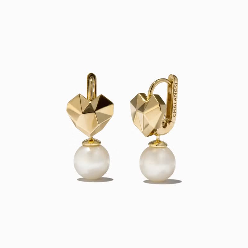 Korean Celebrity Worn Unique Heart One Touch Earrings 14k
