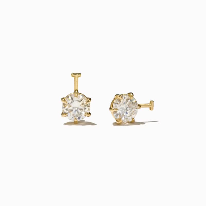 Korean Celebrity Worn Unique Heart One Touch Earrings 14k