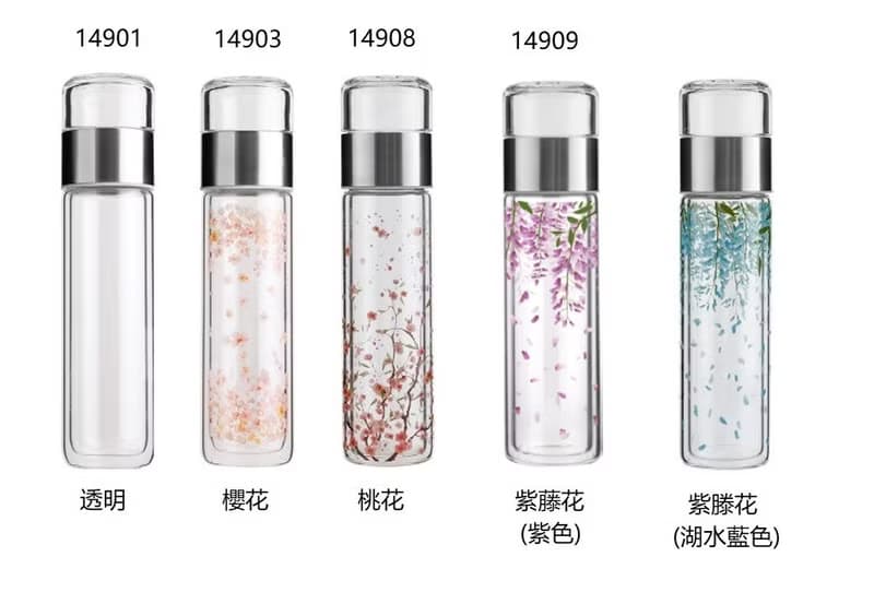 【外用泡茶杯】雙層玻璃泡茶杯 櫻花/桃花/紫藤花 200ml 母親節