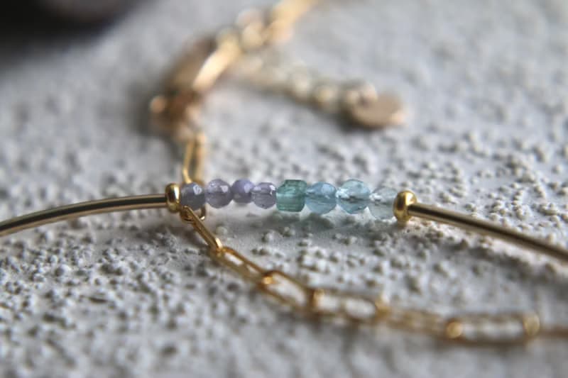 十二月誕生石 坦桑石 磷灰石 手鍊 - 天使 -