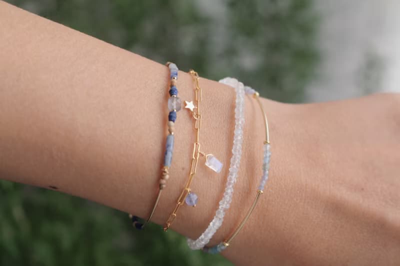 十二月誕生石 坦桑石 磷灰石 手鍊 - 天使 -