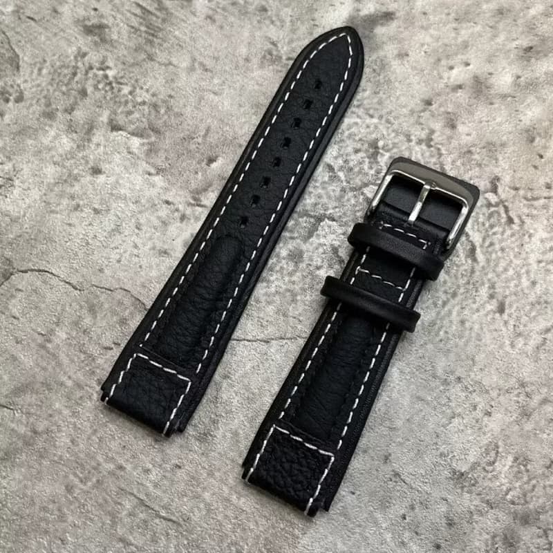 Timeless 厚牛皮革 空軍風 男士真皮錶帶 復古棕色 20/22MM