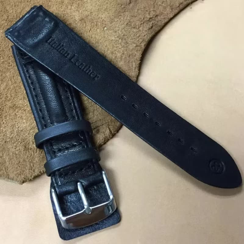 Timeless 厚牛皮革 空軍風 男士真皮錶帶 復古棕色 20/22MM