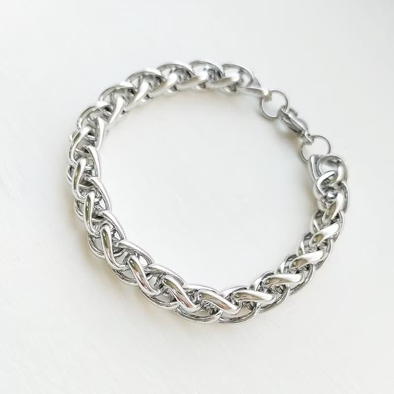 花捲 316L鈦鋼亮面寬版編織手鍊 禮盒組