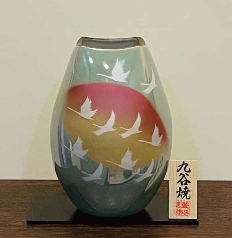 【入厝禮】九谷燒-8號花瓶 群鶴