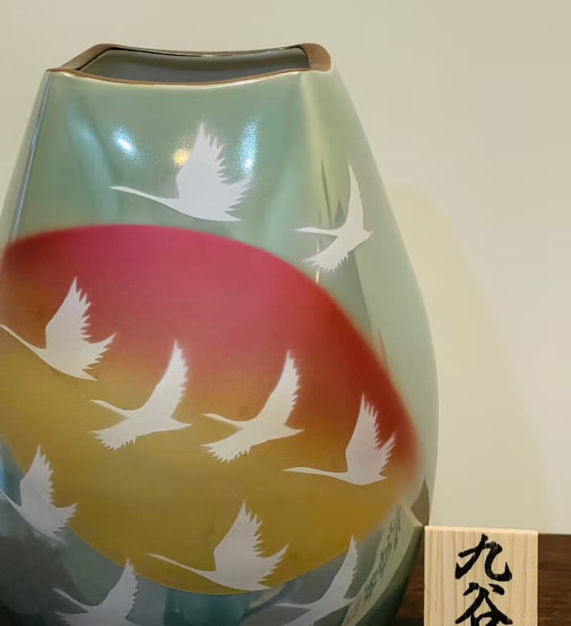 【入厝禮】九谷燒-8號花瓶 群鶴