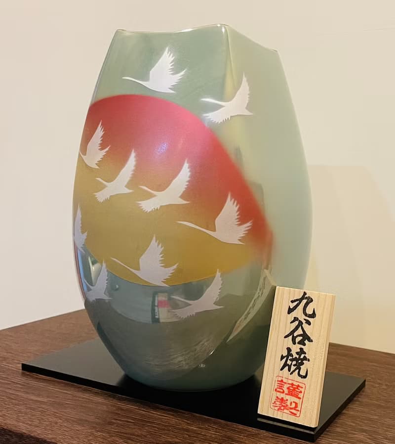 【入厝禮】九谷燒-8號花瓶 群鶴