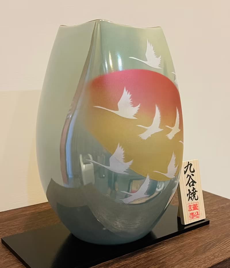 【入厝禮】九谷燒-8號花瓶 群鶴