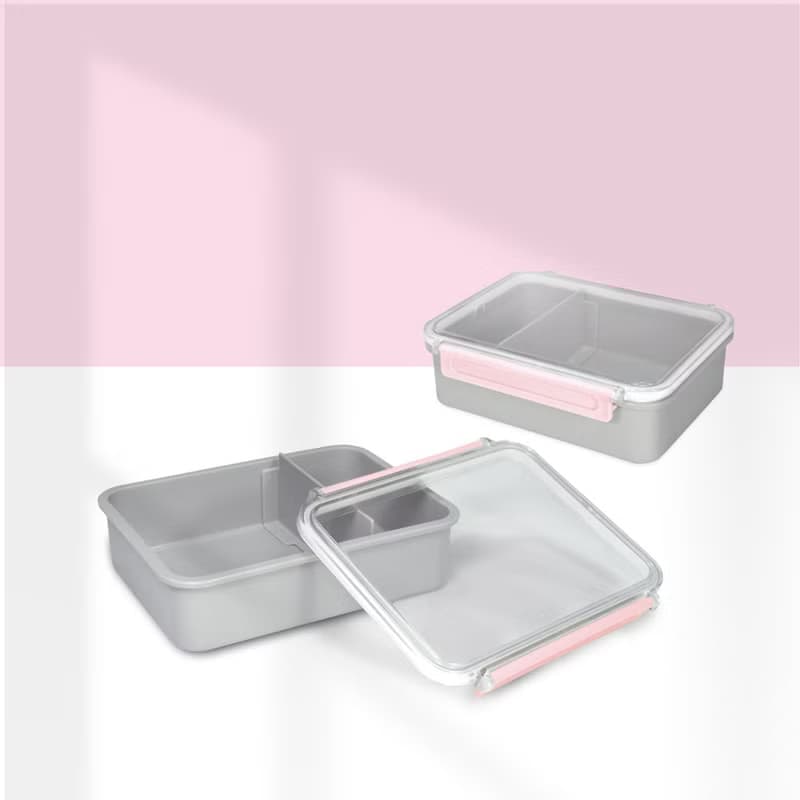 【粉色系列】食物盒 (附活動隔片) (525 ml)