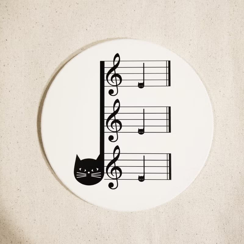 招財貓 音符 貓咪 黑貓 陶瓷鍋墊 陶瓷杯墊 陶瓷 耐熱 抗熱 鍋墊
