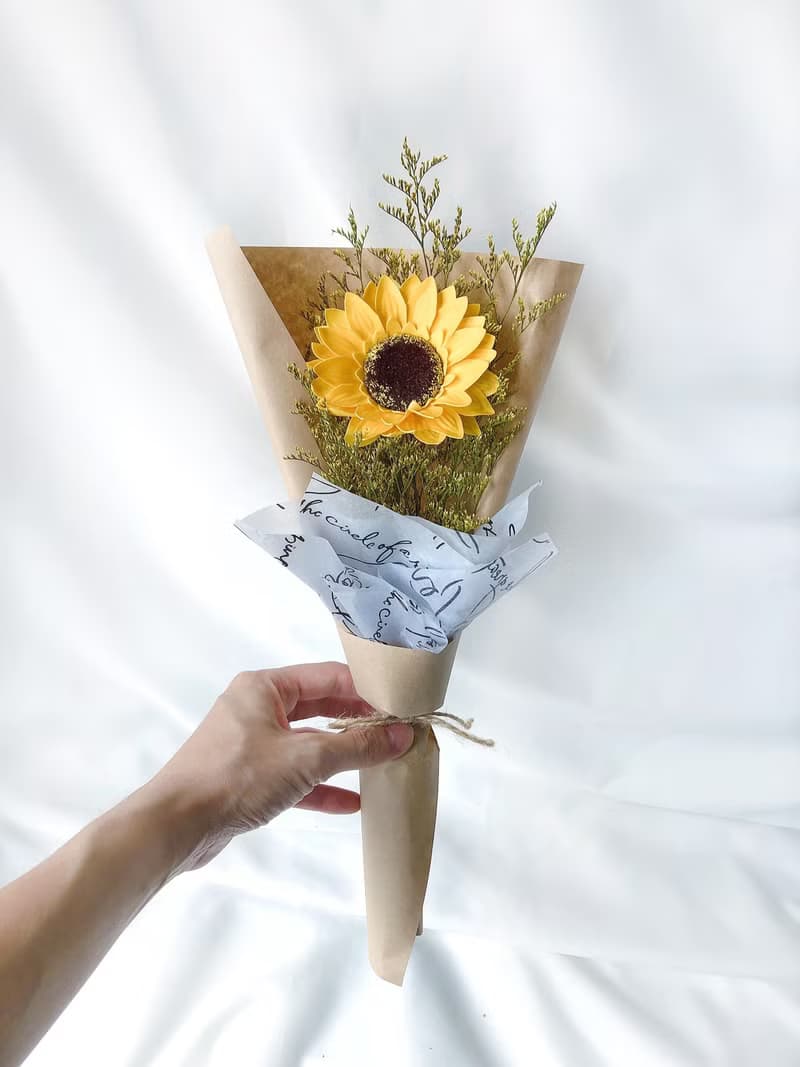 單枝向日葵乾燥花束 香芬花 太陽花