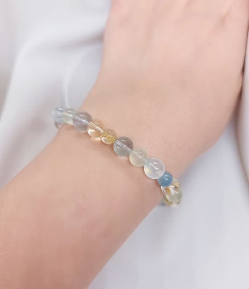 海藍寶 黃水晶 鈦晶 葡萄石 淡藍螢石 水晶手鍊