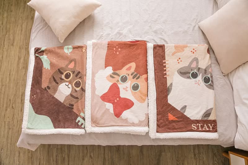 薄荷巧克力口味的貓咪羊羔絨毯 冷氣毯 午睡毯 寵物毯