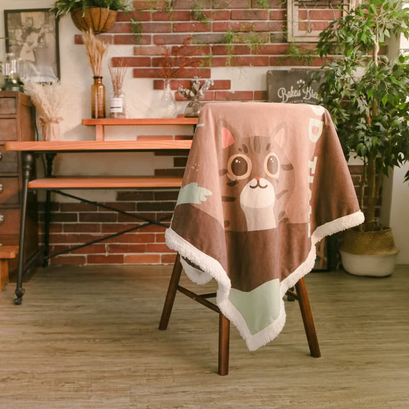 薄荷巧克力口味的貓咪羊羔絨毯 冷氣毯 午睡毯 寵物毯