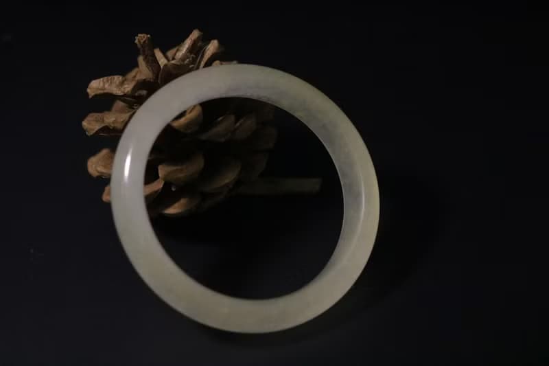 冰透蓮藕色和田玉手鐲天然手環禮盒裝