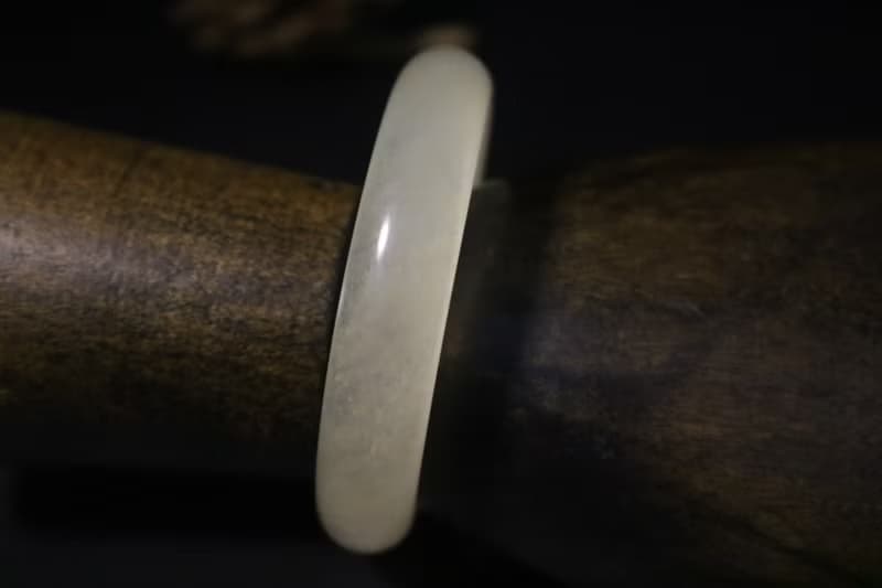 冰透蓮藕色和田玉手鐲天然手環禮盒裝