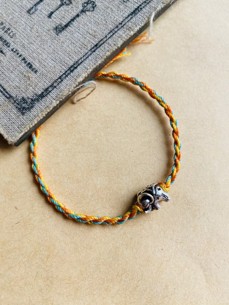 手捻系列 大象純銀編織手鍊 南美蠟線編織