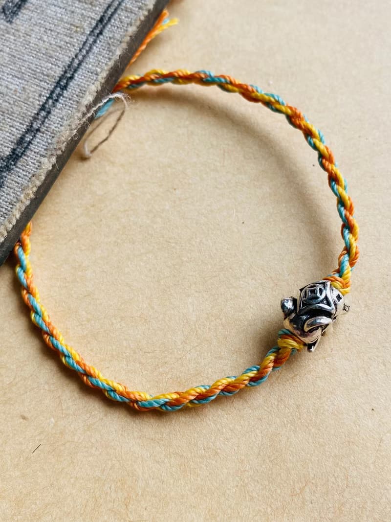 手捻系列 大象純銀編織手鍊 南美蠟線編織