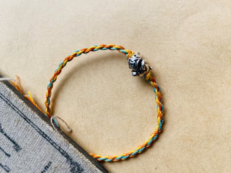 手捻系列 大象純銀編織手鍊 南美蠟線編織