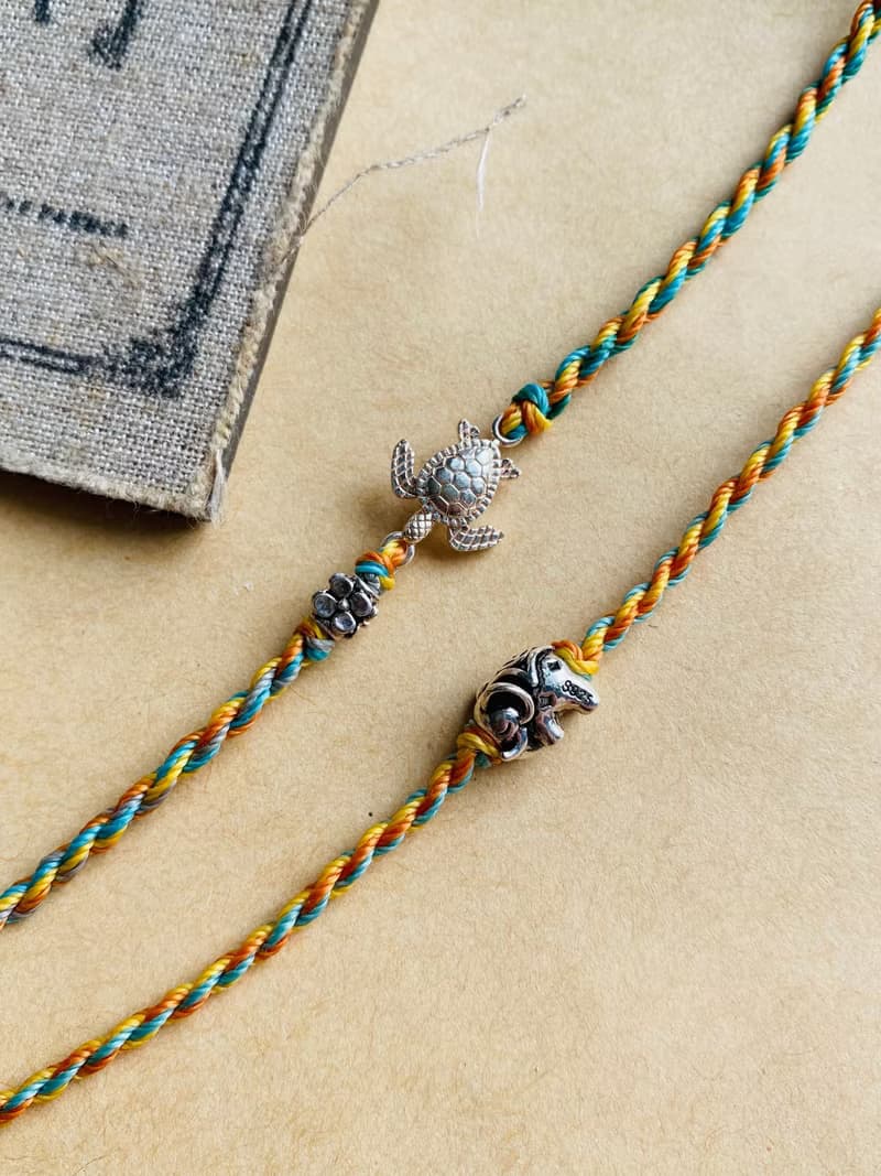 手捻系列 大象純銀編織手鍊 南美蠟線編織