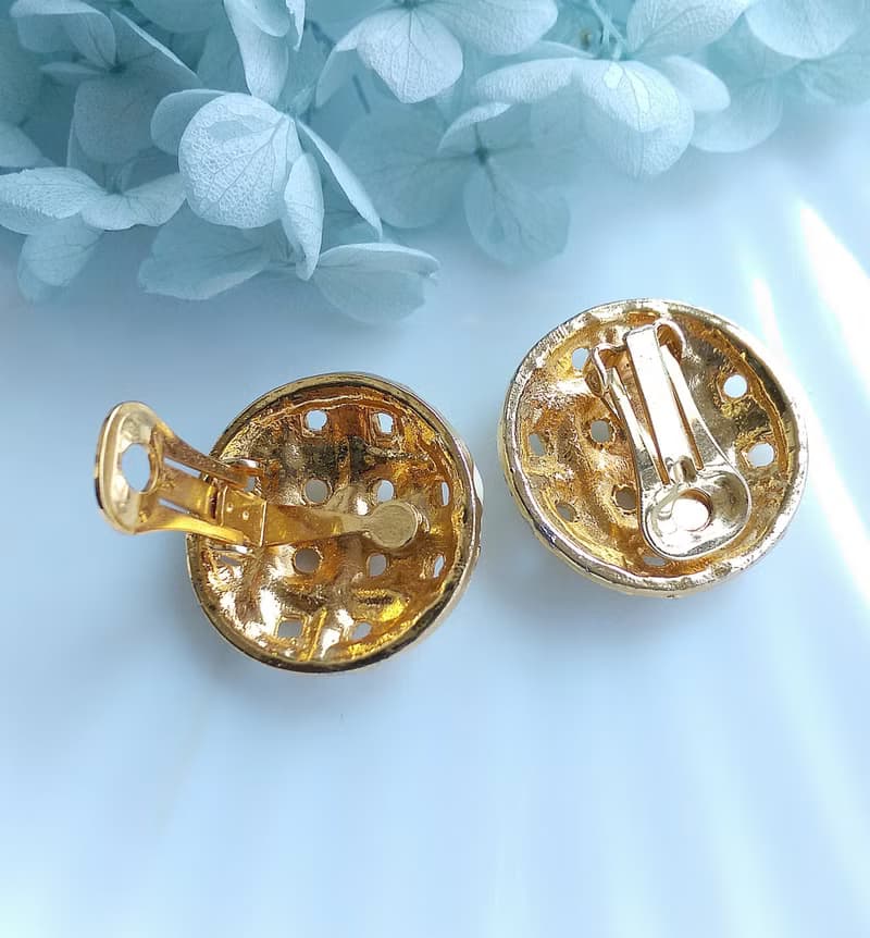 Vintage Jewelry 西洋古董飾品 編織 白琺瑯 知性 夾式耳環