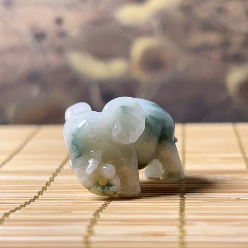 【吉象如意】飄藍花翡翠大象 | 天然緬甸玉A貨翡翠 | 送禮