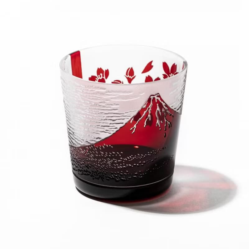 (一對價)150cc【太武朗工房】赤富士與波富士對杯 江戶硝子